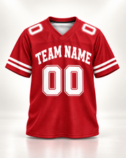 Personalized Team Name & Number Football Jersey Shirt - Classic Red front
