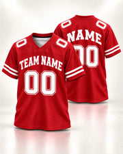 Personalized Team Name & Number Football Jersey Shirt - Classic Red